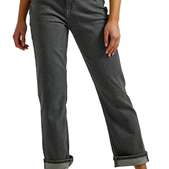 BNIB - Lee Womens Mid-Rise Boyfriend Jeans - Washed Black - Picture 1 of 5